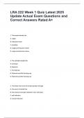 LRA 222 Week 1 Quiz Latest 2025 Update Actual Exam Questions and Correct Answers Rated A&plus;
