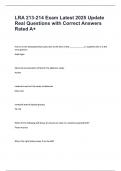 LRA 213-214 Exam Latest 2025 Update Real Questions with Correct Answers Rated A&plus;&period;