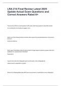 LRA 214 Final Review Latest 2025 Update Actual Exam Questions and Correct Answers Rated A&plus;&period;