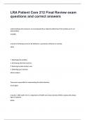 LRA Patient Care 212 Final Review exam questions and correct answers&period;