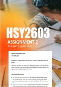 HSY2603 Assignment 2 Semester 1 2026 - Due April 2025