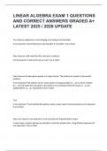 LINEAR ALGEBRA EXAM 1 QUESTIONS AND CORRECT ANSWERS GRADED A&plus; LATEST