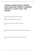 LINEAR ALGEBRA EXAM 1 REVIEW QUESTIONS AND CORRECT ANSWERS GRADED A&plus; 