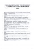 CWEA MAINTENANCE TECHNOLOGIST 1 EXAM WITH CORRECT ANSWERS 2025