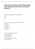 LRA 221 final Exam Questions & 100&percnt; Verified Correct Answers with complete solutions &lpar;Latest update 2025&sol;2026&rpar;&period;