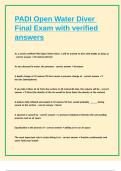 PADI Open Water Diver Final Exam with verified answers