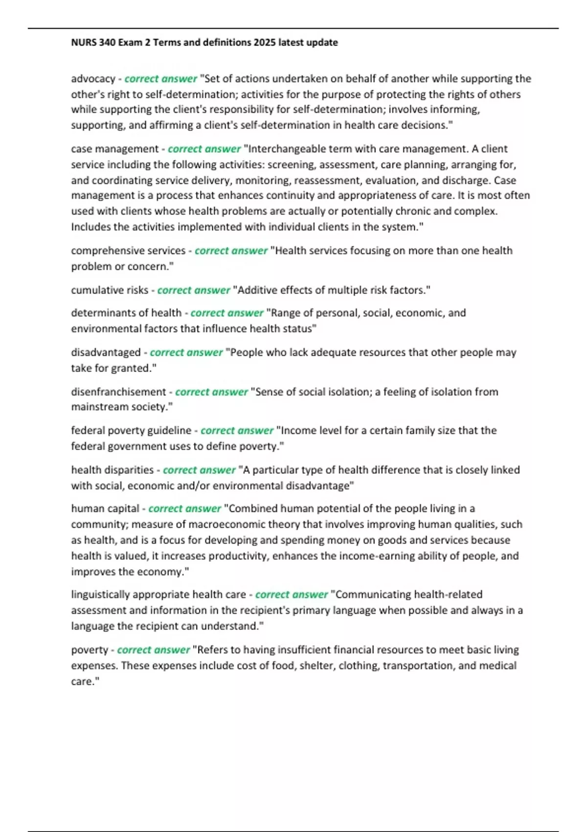 NURS 340 Exam 2 Terms and definitions 2025 latest update - NURS 340 ...