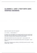 Algebra 1 Unit 1 Test with 100- verified answers