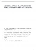 ALGEBRA 1 FINAL MULTIPLE CHOICE QUESTIONS WITH VERIFIED ANSWERS