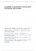 Algebra 1 Quarter 2 Tests with accurate solutions
