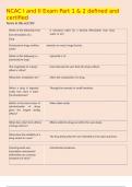 NCAC I and II Exam Part 1 & 2 defined and certified