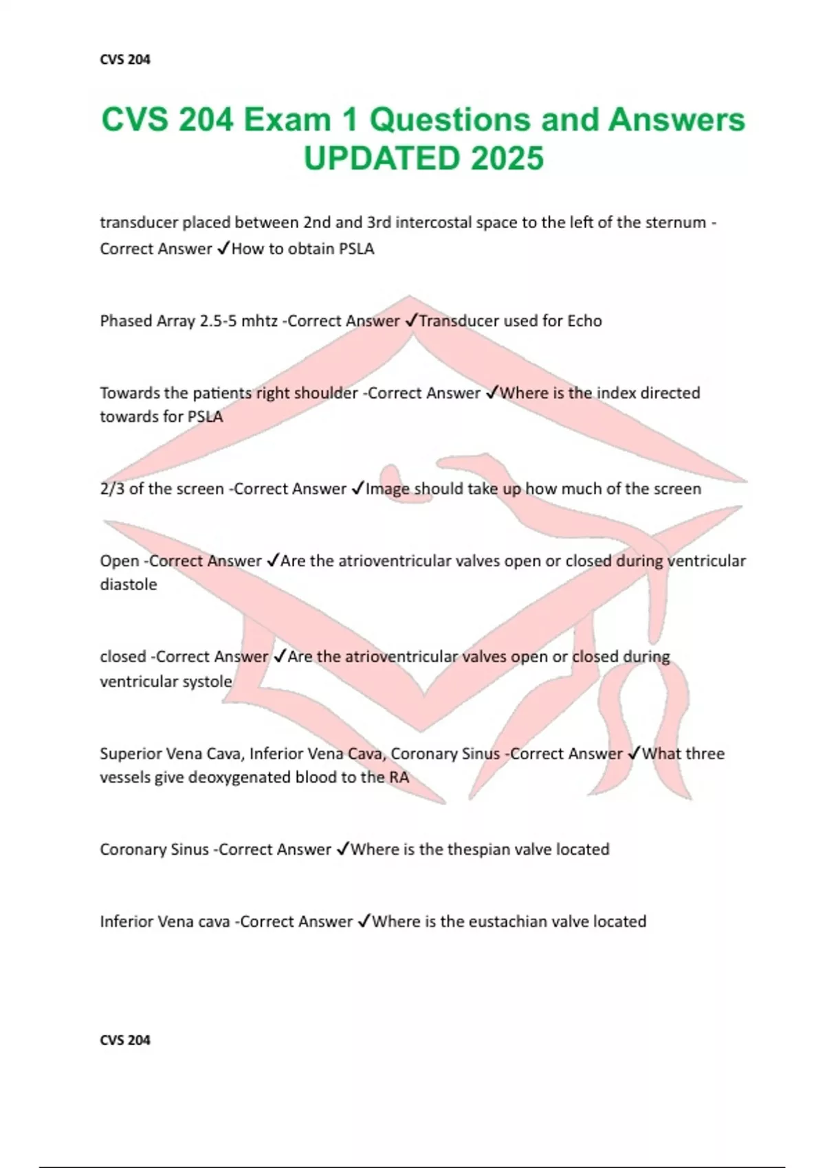 CVS 204 Exam 1 Questions and Answers UPDATED 2025 - CVS 204 - Stuvia US