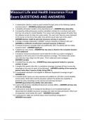 Missouri Life and Health Insurance Final Exam QUESTIONS AND ANSWERS