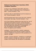 Patient Care Final Exam Questions With Complete Solutions