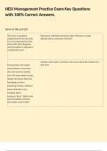 HESI Management Practice Exam Key Questions with 100&percnt; Correct Answers&period;