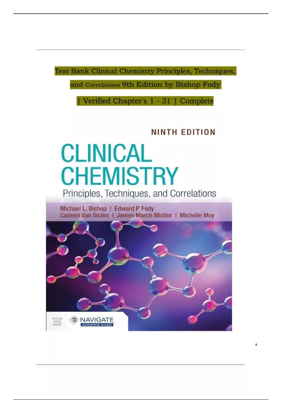 TEST BANK for Clinical Chemistry Principles, Techniques, and ...