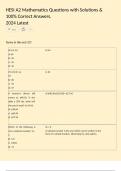 HESI A2 Mathematics Questions with Solutions & 100&percnt; Correct Answers&period;