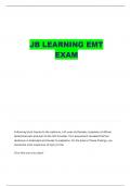 EMT JBLEARNING PHB FINAL STUDY QUESTIONS AND VERIFIED ANSWERS