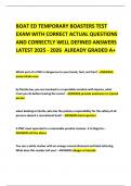  BOAT ED TEMPORARY BOASTERS TEST EXAM WITH CORRECT ACTUAL QUESTIONS AND CORRECTLY WELL DEFINED ANSWERS LATEST 2025 - 2026  ALREADY GRADED A&plus; 