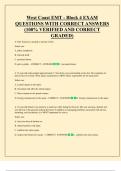 West Coast EMT - Block 4 EXAM  QUESTIONS WITH CORRECT ANSWERS  &lpar;100&percnt; VERIFIED AND CORRECT  GRADED&rpar;