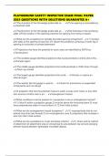 PLAYGROUND SAFETY INSPECTOR EXAM FINAL PAPER 2025 QUESTIONS WITH SOLUTIONS GUARANTEE A&plus;