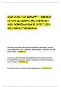 QMA STATE TEST EXAM WITH CORRECT ACTUAL QUESTIONS AND CORRECTLY WELL DEFINED ANSWERS LATEST 20252026 ALREADY GRADED A&plus; 