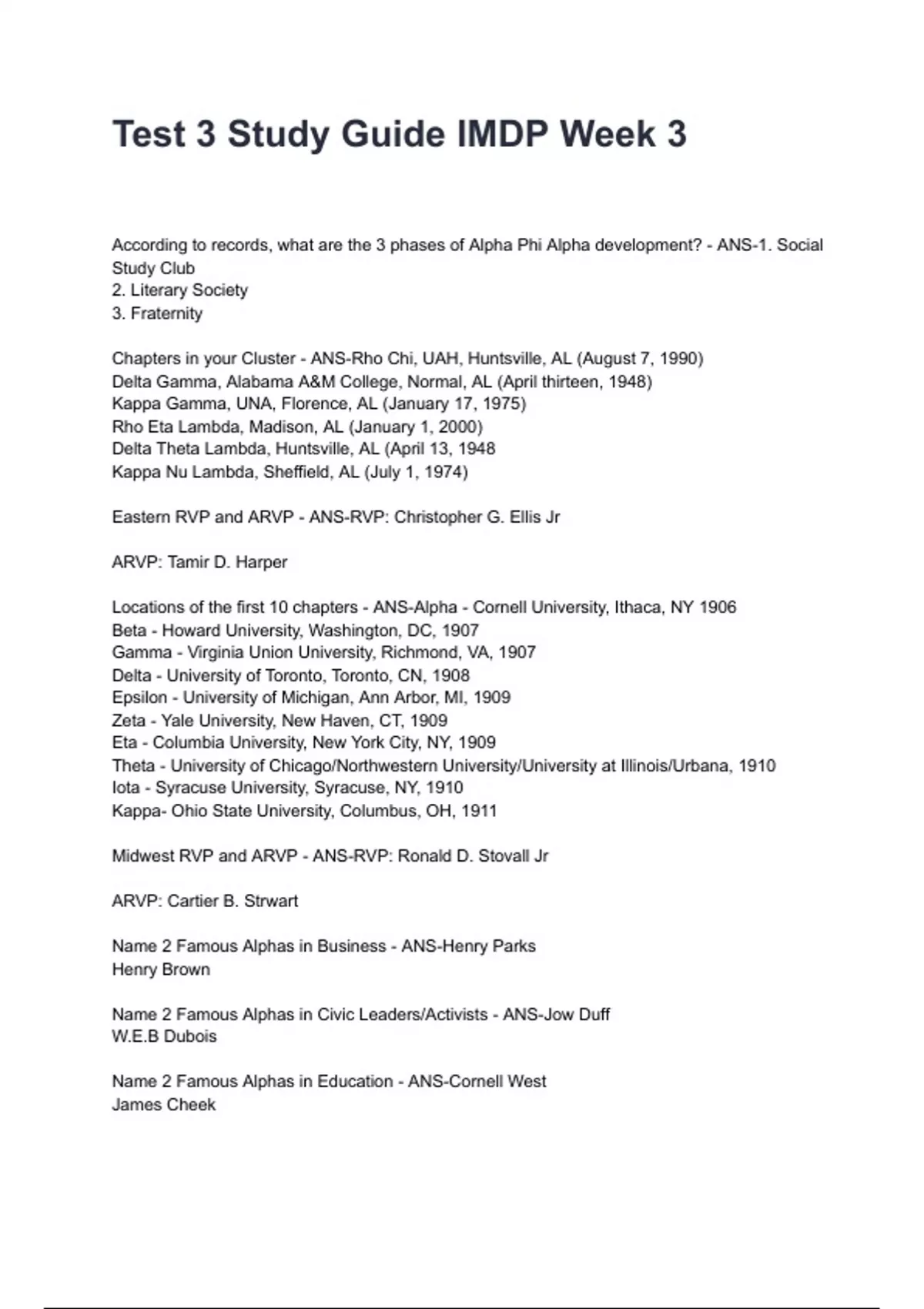Test 3 Study Guide IMDP Week 3 (2025/2026 Newest Update) COMPLETE ...