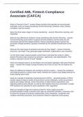 Certified AML Fintech Compliance Associate &lpar;CAFCA&rpar; Questions with Solutions
