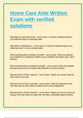 Home Care Aide Written Exam with verified solutions