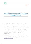 PHARM 210 QUIZ 1 WITH CORRECT ANSWERS 2025