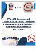OVM1502 Assignment 2 &lpar;COMPLETE ANSWERS&rpar; semester 1 2025 DUE 24 April 2025&semi;100&percnt; CORRECT AND TRUSTED SOLUTIONS