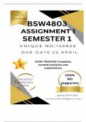 BSW4803 Assignment 1 &lpar;COMPLETE ANSWERS&rpar; Semester 1 2025&lpar;146826&rpar; - DUE 22 April 2025
