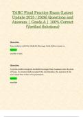 Texas Alcoholic Beverage Commission &lpar;TABC&rpar; Final Exams Guide &lpar;Latest 2025 &sol; 2026 Updates STUDY BUNDLE PACKAGE WITH SOLUTIONS&rpar; Questions & Answers &vert; Grade A &vert; 100&percnt; Correct &lpar;Verified Solutions&rpar;