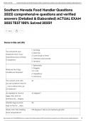 Southern Nevada Food Handler Questions 2025&rpar; comprehensive questions and verified answers &lpar;Detailed & Elaborated&rpar; ACTUAL EXAM 2025 TEST 100&percnt; Solved 2025&excl;&excl;
