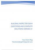 Building Inspector exam Questions with Complete Solutions Graded A&plus;