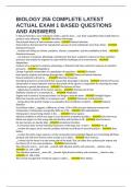 BIOLOGY 255 COMPLETE LATEST ACTUAL EXAM 1 BASED QUESTIONS AND ANSWERS