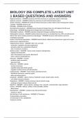 BIOLOGY 255 COMPLETE LATEST UNIT 1 BASED QUESTIONS AND ANSWERS