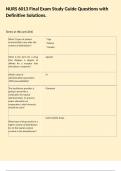 NURS 6013 NURS 6013 Final Exam Study Guide Questions with Definitive Solutions&period;