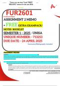 FUR2601 ASSIGNMENT 2 MEMO - SEMESTER 1 - 2025 - UNISA - DUE :- 24 APRIL 2025 (DETAILED ANSWERS WITH FOOTNOTES - DISTINCTION GUARANTEED) 