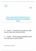 NSC CPR CERTIFICATION ACTUAL EXAM QUESTIONS AND ANSWERS 2025