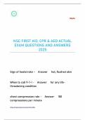 NSC FIRST AID&comma; CPR & AED ACTUAL EXAM QUESTIONS AND ANSWERS 2025
