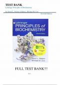 Test Bank&colon; Lehninger Principles of Biochemistry&comma; 7th Edition&comma; by  David L&period; Nelson&vert; All Chapters 1-28