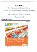 TEST BANK PHARMACOLOGY CLEAR AND SIMPLE A GUIDE TO DRUG CLASSIFICATIONS AND DOSAGE CALCULATIONS QUESTIONS WITH REVISED CORRECT ANSWERS A&plus; VERIFIED 100&percnt; PASS