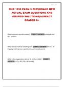 NUR 1030 EXAM 3 2025&vert;BRAND NEW ACTUAL EXAM QUESTIONS AND VERIFIED SOLUTIONS&vert;ALREADY GRADED A&plus;