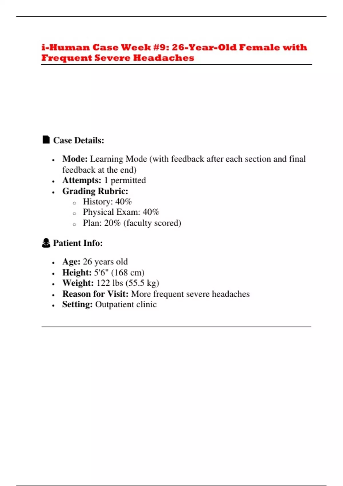 Week #9: 26-Year-Old Female with Frequent Severe Headaches i human case ...