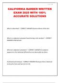 CALIFORNIA BARBER WRITTEN EXAM 2025 WITH 100&percnt; ACCURATE SOLUTIONS