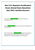 Neci 911 Dispatch Certification Exam &vert;Actual Exam Questions And 100&percnt; Verified Answers