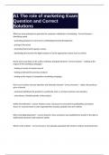 A1 The role of marketing Exam Question and Correct Solutions