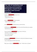 The role of marketing and marketing environment Managing a brand Exam Question and Correct