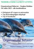 Samenvatting NEDERLANDS Organizational Behavior 19e global edition Stephen Robbins - Hele boek &plus; oefentoets &plus; kernbegrippen &plus; leerdoelen &sol; 9781292450025 